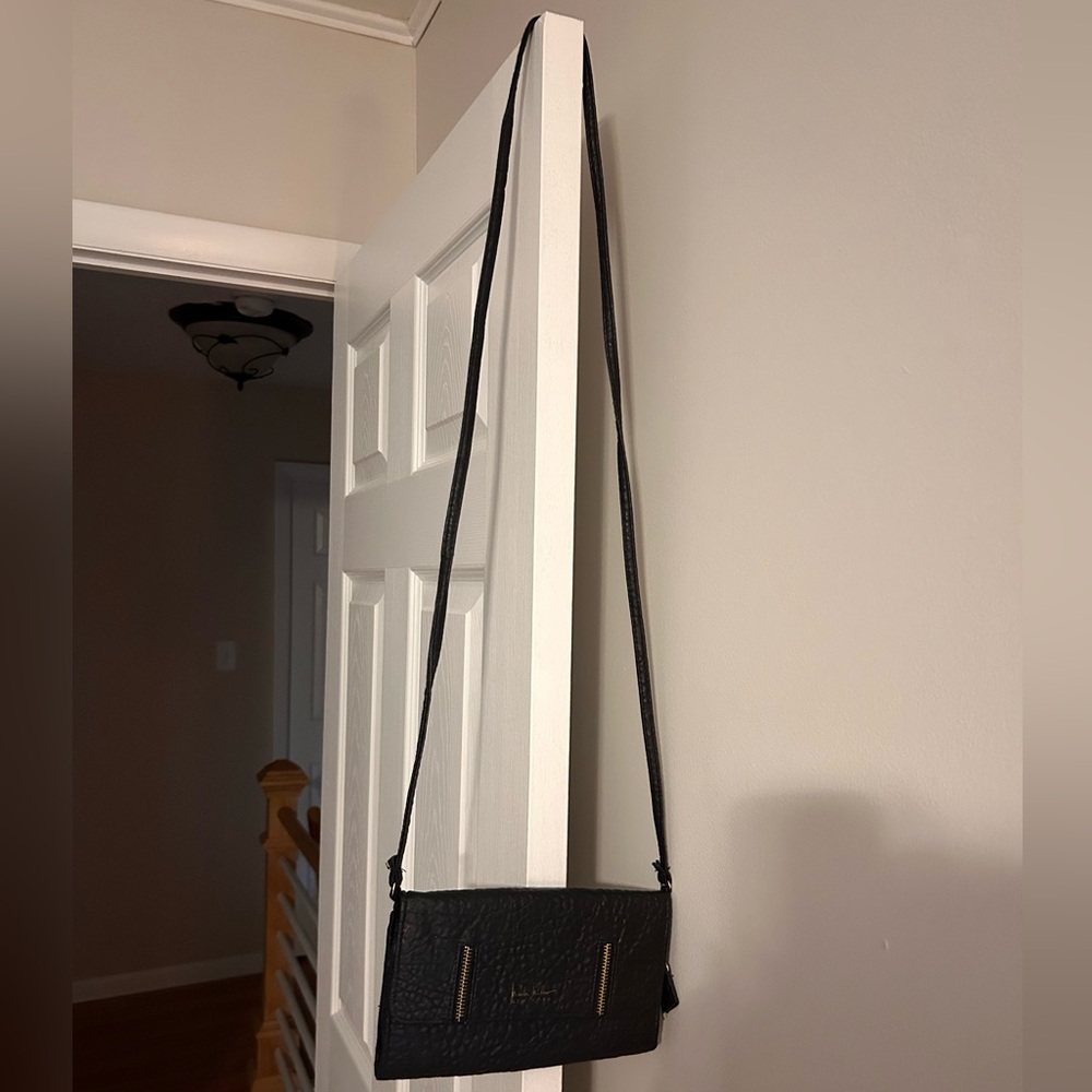 Nicole Miller Black Leather Belt Bag